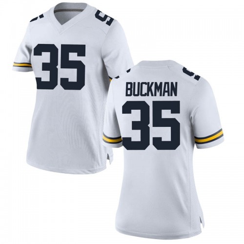 Luke Buckman Michigan Wolverines Women's NCAA #35 White Replica Brand Jordan College Stitched Football Jersey OAQ7254BF